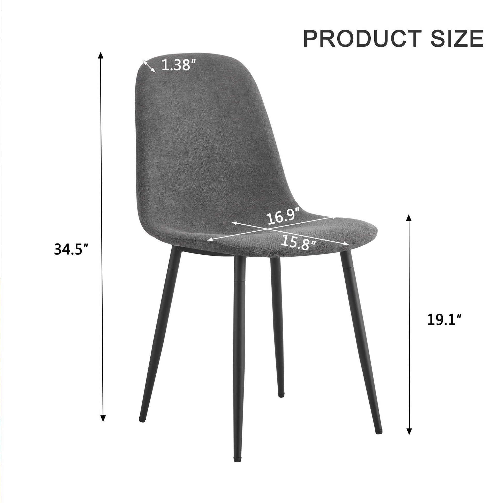 A Set Of 4 Modern Medieval Style Restaurant Cushioned Side Chairs, Equipped With Soft Cushions And Black Metal Legs, Suitable For Kitchens, Lounges, And Farmhouses. B0501A Dark Gray Foam Metal