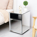 Mirrored Nightstand, Led Nightstand, Smart Bedside Table,Silver End Table Built In 142 Dynamic Effects And 18 Music Effects Silver Glass