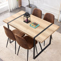 Rustic Industrial Rectangular Wood Dining Table For 4 6 Person, With 1.5