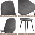 A Set Of 4 Modern Medieval Style Restaurant Cushioned Side Chairs, Equipped With Soft Cushions And Black Metal Legs, Suitable For Kitchens, Lounges, And Farmhouses. B0501A Dark Gray Foam Metal