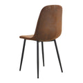 A Set Of 4 Modern Medieval Style Restaurant Cushioned Side Chairs, Equipped With Soft Cushions And Black Metal Legs, Suitable For Kitchens, Lounges, And Farmhouses. B0501A Brown Foam Metal