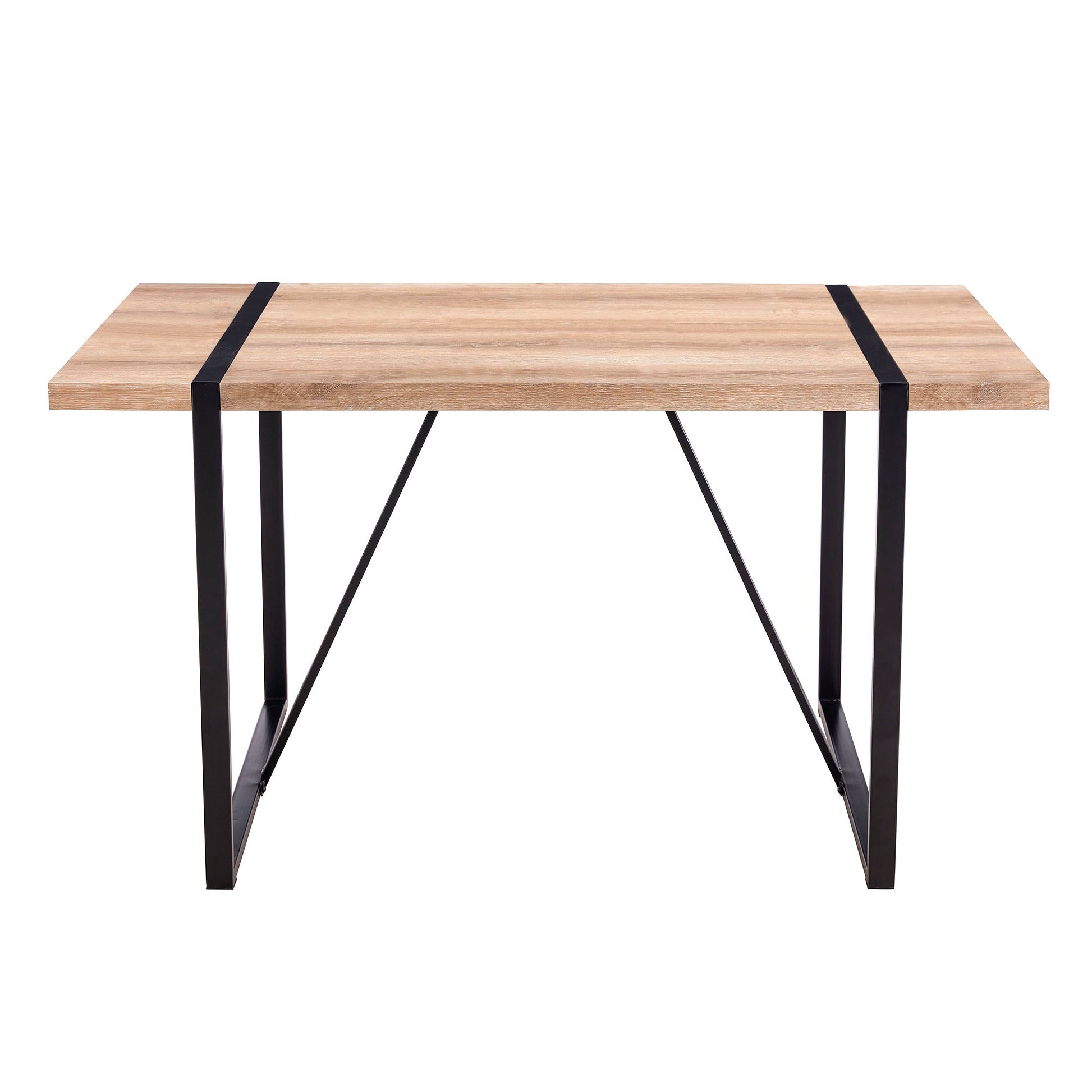 Rustic Industrial Rectangular Wood Dining Table For 4 6 Person, With 1.5" Thick Engineered Wood Color Tabletop And Black Metal Legs,Desk For Kitchen Dining Living Room, 55.1" X 31.4"X