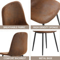 A Set Of 4 Modern Medieval Style Restaurant Cushioned Side Chairs, Equipped With Soft Cushions And Black Metal Legs, Suitable For Kitchens, Lounges, And Farmhouses. B0501A Brown Foam Metal