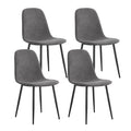 A Set Of 4 Modern Medieval Style Restaurant Cushioned Side Chairs, Equipped With Soft Cushions And Black Metal Legs, Suitable For Kitchens, Lounges, And Farmhouses. B0501A Dark Gray Foam Metal