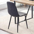 A Set Of 6 Modern Medieval Style Restaurant Cushioned Side Chairs, Equipped With Soft Cushions And Black Metal Legs, Suitable For Kitchens, Lounges, And Farmhouses. B0501A Dark Gray Metal