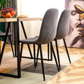 A Set Of 4 Modern Medieval Style Restaurant Cushioned Side Chairs, Equipped With Soft Cushions And Black Metal Legs, Suitable For Kitchens, Lounges, And Farmhouses. B0501A Dark Gray Foam Metal