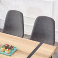 A Set Of 6 Modern Medieval Style Restaurant Cushioned Side Chairs, Equipped With Soft Cushions And Black Metal Legs, Suitable For Kitchens, Lounges, And Farmhouses. B0501A Dark Gray Metal