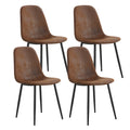 A Set Of 4 Modern Medieval Style Restaurant Cushioned Side Chairs, Equipped With Soft Cushions And Black Metal Legs, Suitable For Kitchens, Lounges, And Farmhouses. B0501A Brown Foam Metal