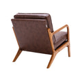 Coolmore Mid Century Modern Accent Chair, Comfy Fabric Living Room Chairs With Solid Wood Frame, Lounge Reading Armchair, Easy Assembly Brown Pu Brown Primary Living Space Foam Pu