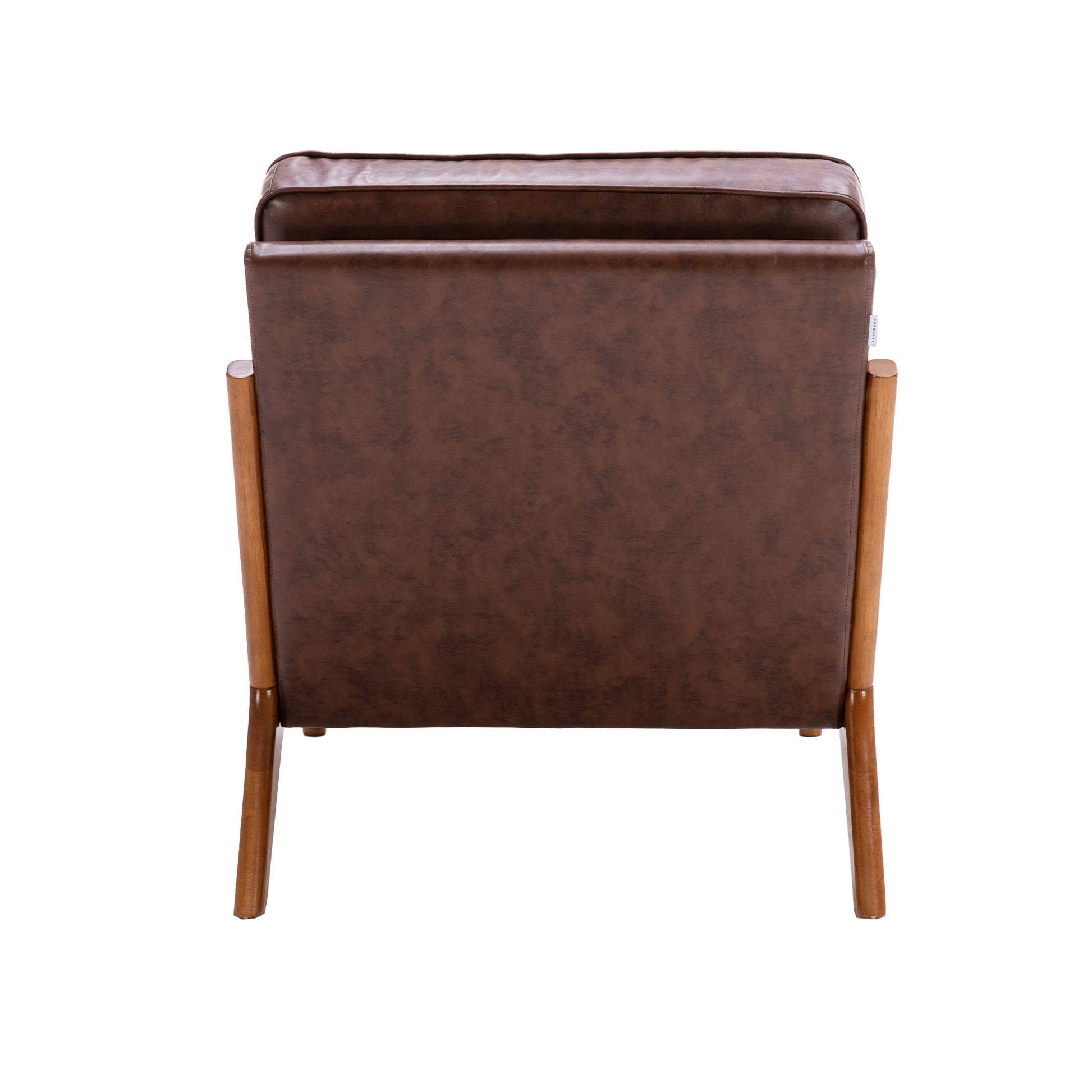 Coolmore Mid Century Modern Accent Chair, Comfy Fabric Living Room Chairs With Solid Wood Frame, Lounge Reading Armchair, Easy Assembly Brown Pu Brown Primary Living Space Foam Pu