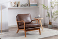 Coolmore Mid Century Modern Accent Chair, Comfy Fabric Living Room Chairs With Solid Wood Frame, Lounge Reading Armchair, Easy Assembly Brown Pu Brown Primary Living Space Foam Pu
