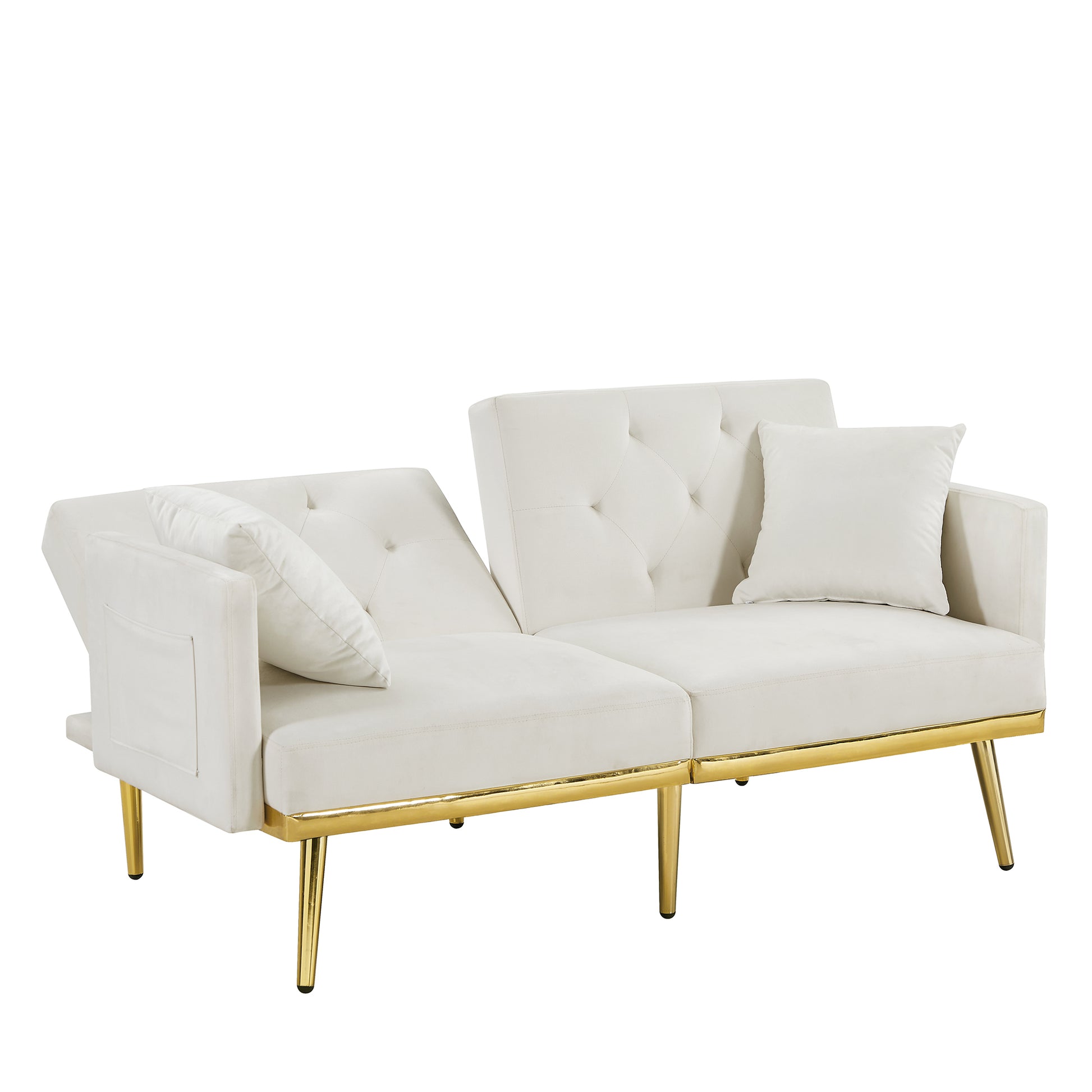 Cream White Velvet Sofa Bed Cream White Velvet Wood Foam Velvet 2 Seat