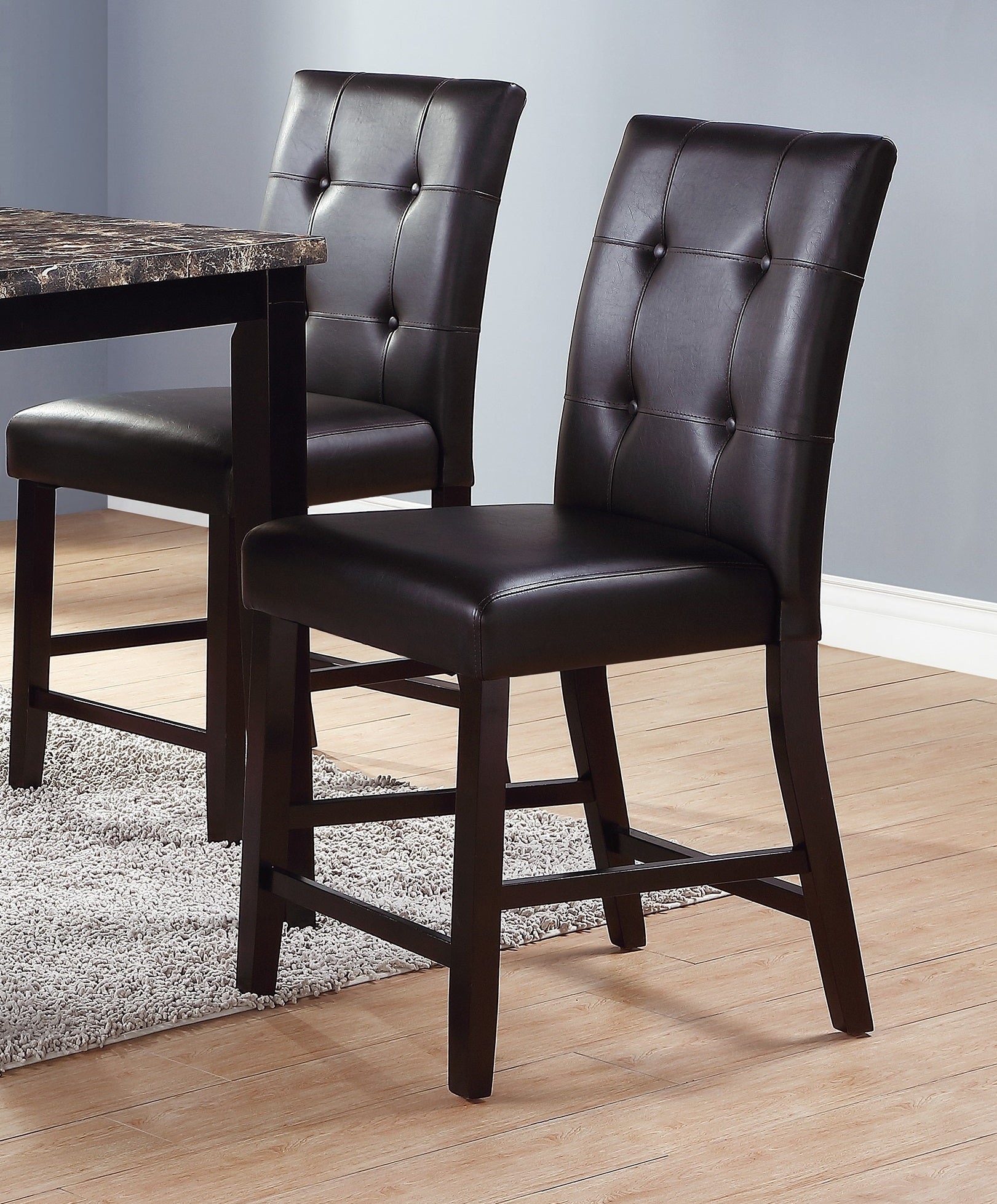 Simple Contemporary Set of 2 Counter Height Chairs brown-brown-dining