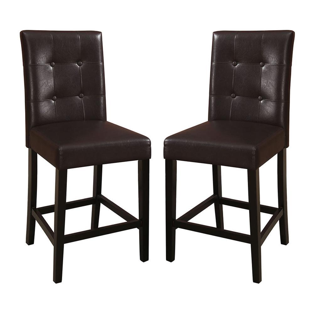 Simple Contemporary Set of 2 Counter Height Chairs brown-brown-dining