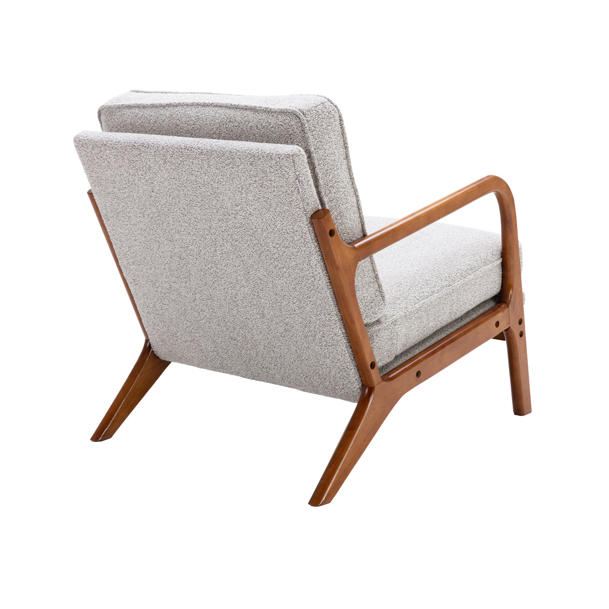 Coolmore Mid Century Modern Accent Chair, Comfy Fabric Living Room Chairs With Solid Wood Frame, Lounge Reading Armchair, Easy Assembly Oyster Grey Oyster Grey Primary Living Space Foam Boucle
