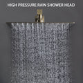 12 Inch Bathroom Rain Shower Combo Set With Hand Shower Brushed Gold Stainless Steel