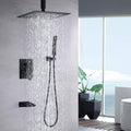 10Inch Shower System With Rain Shower Faucet Sets Matte Black Stainless Steel