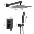 12 Inch Bathroom Rain Shower Combo Set With Hand Shower Matte Black Stainless Steel