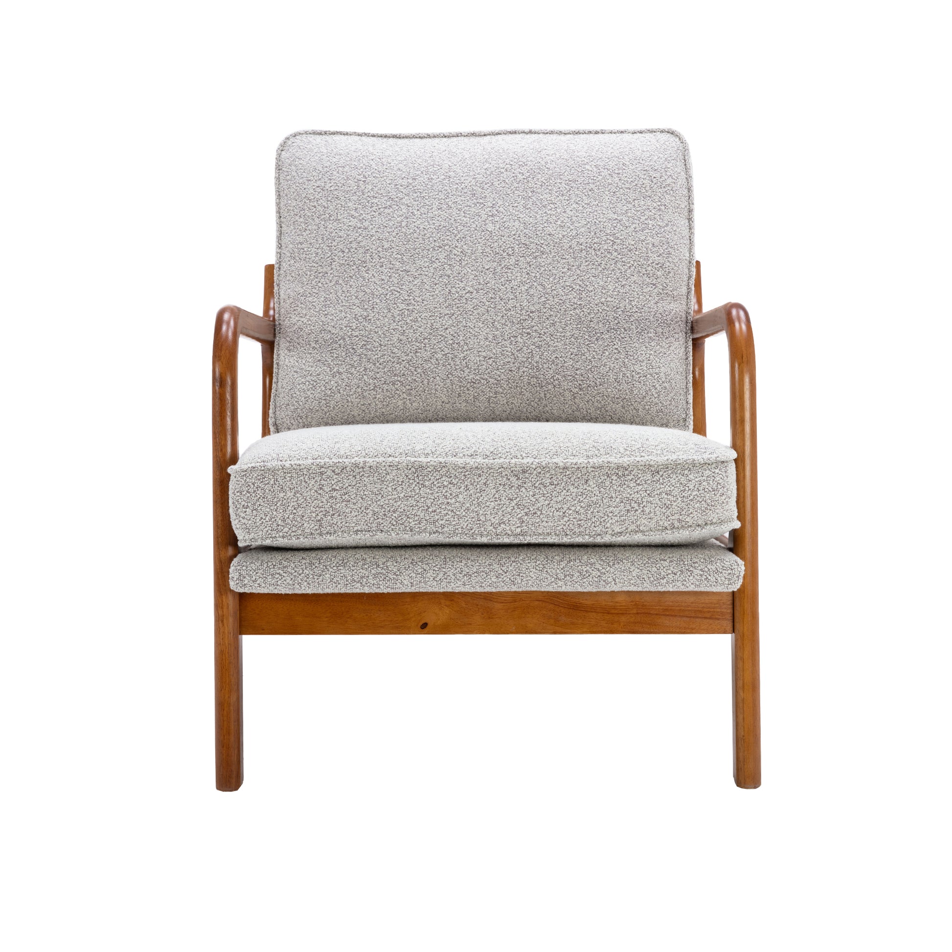 Coolmore Mid Century Modern Accent Chair, Comfy Fabric Living Room Chairs With Solid Wood Frame, Lounge Reading Armchair, Easy Assembly Oyster Grey Oyster Grey Primary Living Space Foam Boucle
