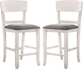 Contemporary Dining Room Counter Height Chairs Set Of 2 Chairs Only White Solid Wood Gray Padded Fabric Seat White White Dining Room Rectangular Contemporary,Modern Dining Chairs Rubberwood Solid Wood