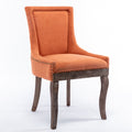 Ultra Side Dining Chair Thickened Fabric Chairs With Neutrally Toned Solid Wood Legs Bronze Nail Head Set Of 2 Orange Orange Foam Fabric