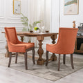 Ultra Side Dining Chair Thickened Fabric Chairs With Neutrally Toned Solid Wood Legs Bronze Nail Head Set Of 2 Orange Orange Foam Fabric