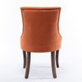 Ultra Side Dining Chair Thickened Fabric Chairs With Neutrally Toned Solid Wood Legs Bronze Nail Head Set Of 2 Orange Orange Foam Fabric