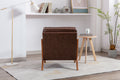 Coolmore Mid Century Modern Accent Chair, Comfy Fabric Living Room Chairs With Solid Wood Frame, Lounge Reading Armchair, Easy Assembly Brown Pu Brown Primary Living Space Foam Pu