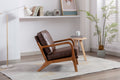 Coolmore Mid Century Modern Accent Chair, Comfy Fabric Living Room Chairs With Solid Wood Frame, Lounge Reading Armchair, Easy Assembly Brown Pu Brown Primary Living Space Foam Pu