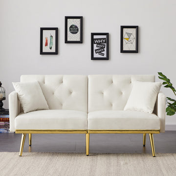 Cream White Velvet Sofa Bed Cream White Velvet Wood Foam Velvet 2 Seat