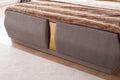 Lorenzo Gold Detailed Tufted Upholstery Queen Bed Made With Wood In Gray Box Spring Not Required Queen Gray Wood Bedroom Modern Acacia Bed Frame Wood