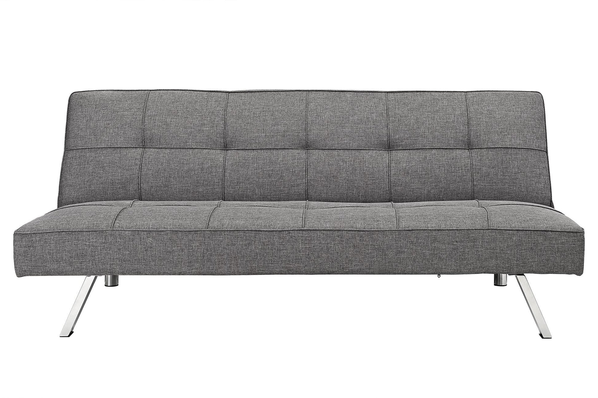 Metal Frame, Stainless Leg, Futon, Sofa Bed Grey Fabric