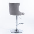 Swivel Velvet Barstools Adjusatble Seat Height From 25 33 Inch, Modern Upholstered Chrome Base Bar Stools With Backs Comfortable Tufted For Home Pub And Kitchen Island Gray,Set Of 2 Gray Foam Velvet