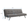 Metal Frame, Stainless Leg, Futon, Sofa Bed Grey Fabric