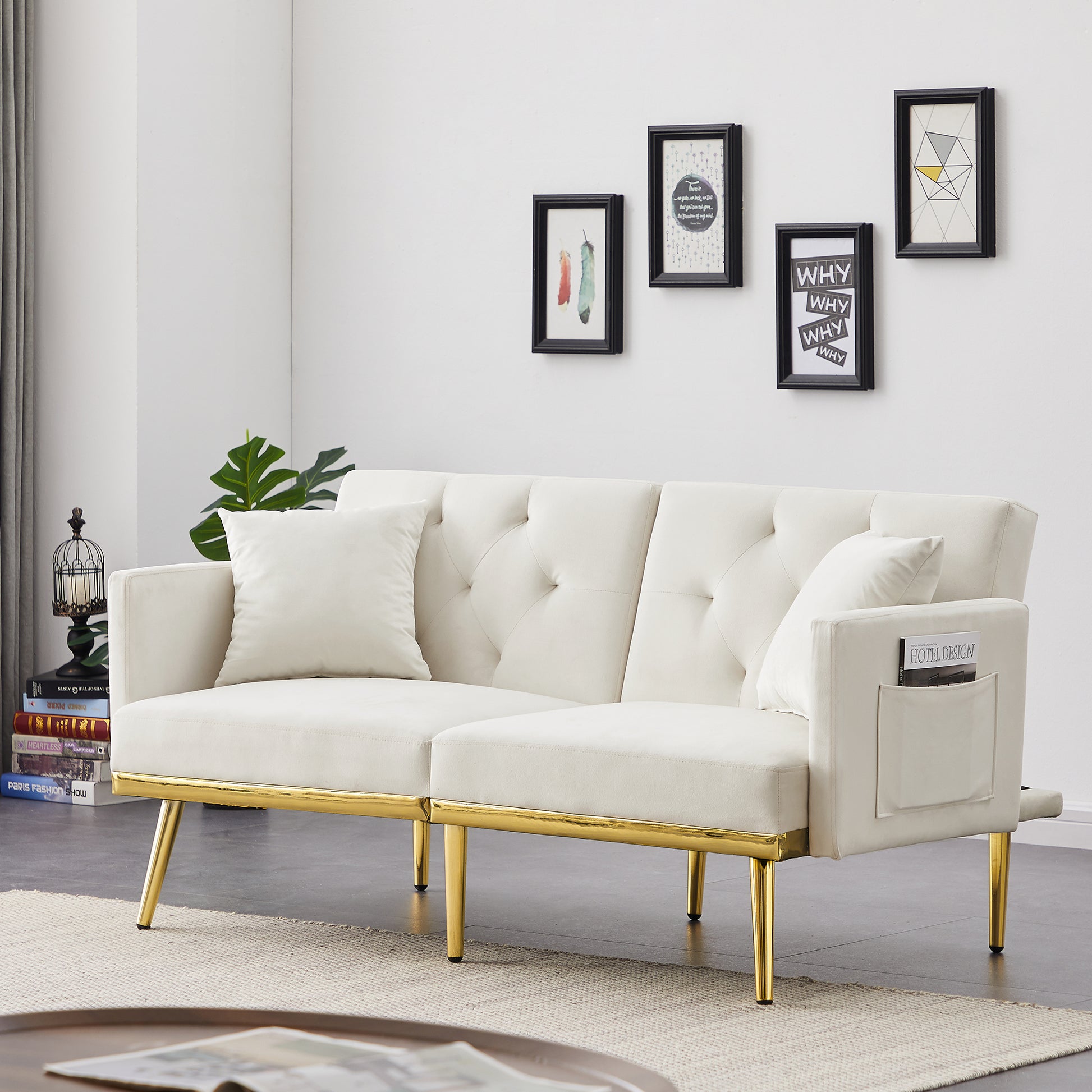 Cream White Velvet Sofa Bed Cream White Velvet Wood Foam Velvet 2 Seat
