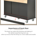 Rolling Mobile Kitchen Island With Solid Wood Top And Locking Wheels,52.7 Inch Width,Storage Cabinet And Drop Leaf Breakfast Bar,Spice Rack, Towel Rack & Drawer Black Black Mdf