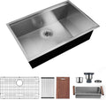 32X19 Inch Kitchen Sink Stainless Steel Single Blow Workstation Underment Kitchen Sink 18 Gauge Brushed Chrome Stainless Steel