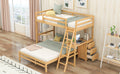 Twin Over Full Bunk Bed With Built In Desk And Three Drawers,Natural Old Sku: Sm000709Aad Twin Natural Pine