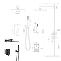 Dual Shower Head 10 Inch Wall Mounted Square Shower System With Rough In Valve, Oil Rubber Bronze Oil Rubbed Bronze Stainless Steel