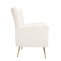 Velvet Accent Chair, Wingback Arm Chair With Gold Legs, Upholstered Single Sofa For Living Room Bedroom, White White Velvet 1 Seat