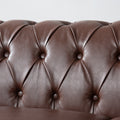 83.66 Inch Width Traditional Square Arm Removable Cushion 3 Seater Sofa Dark Brown Pu Pu