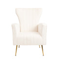 Velvet Accent Chair, Wingback Arm Chair With Gold Legs, Upholstered Single Sofa For Living Room Bedroom, White White Velvet 1 Seat