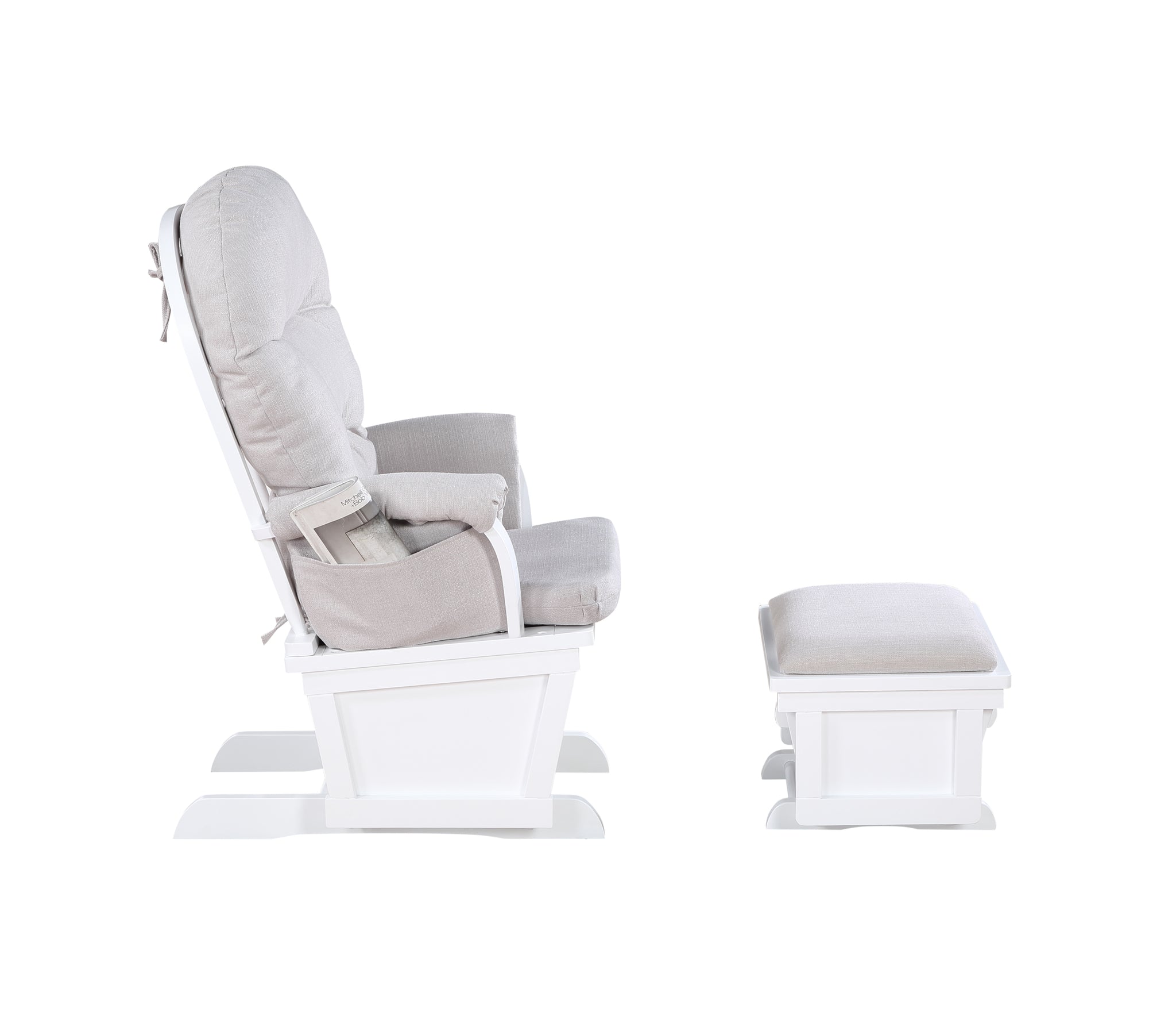 Madison Glider & Ottoman White Woven Gray white-polyester-solid wood