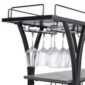 Industrial Bar Cart Kitchen Bar&Serving Cart For Home With Wheels 3 Tier Storage Shelves Black Gray Mdf Iron