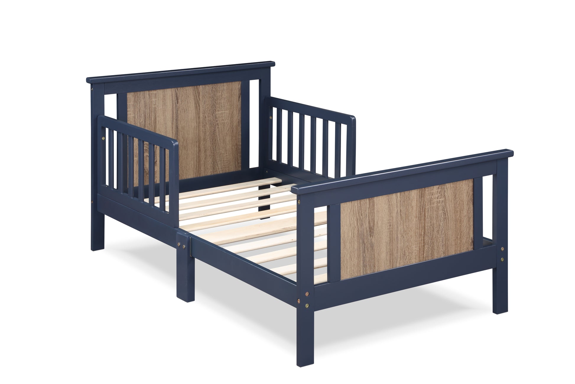 Connelly Reversible Panel Toddler Bed Midnight Blue Vintage Walnut Blue Solid Wood