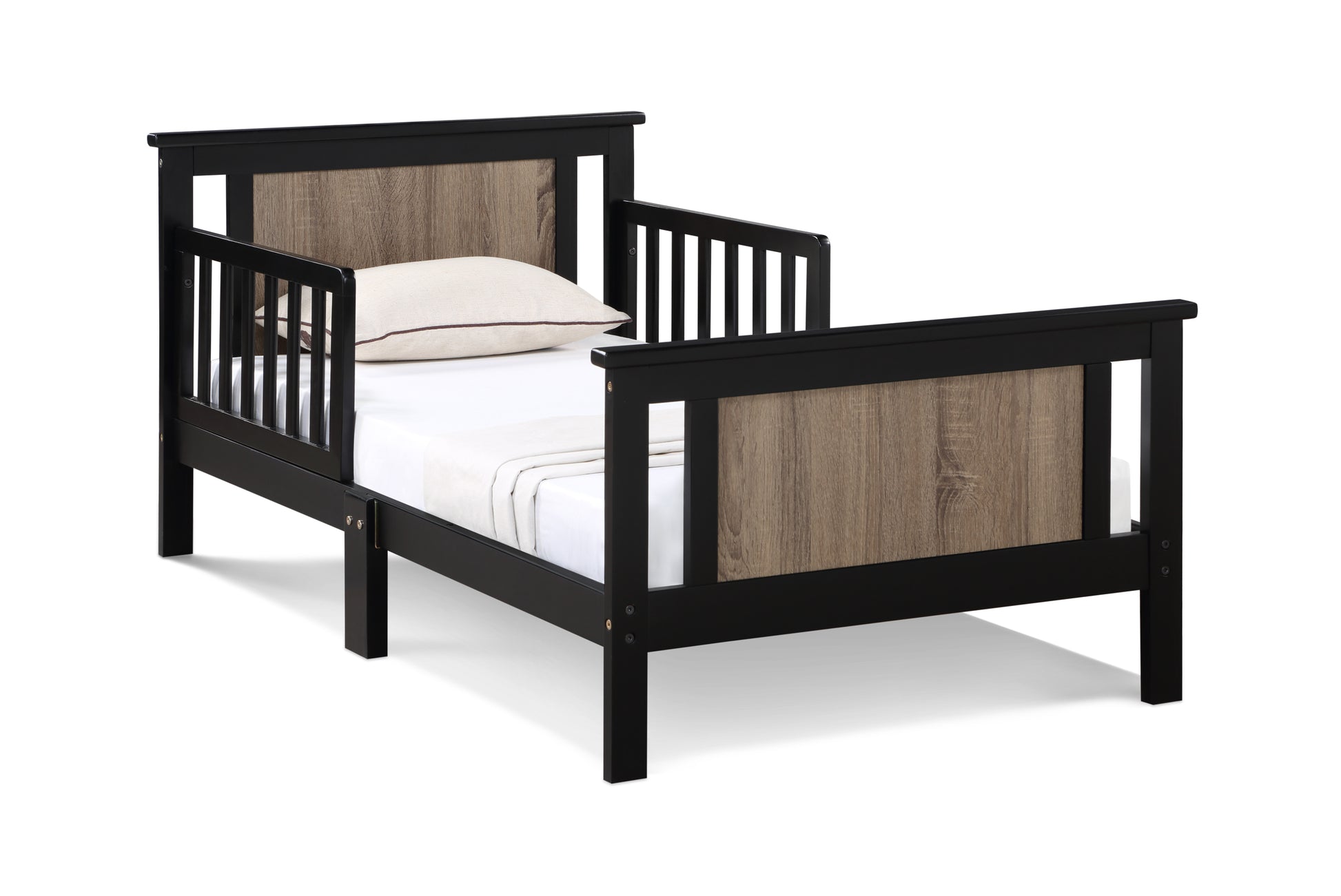 Connelly Reversible Panel Toddler Bed Black Vintage Walnut Black Solid Wood