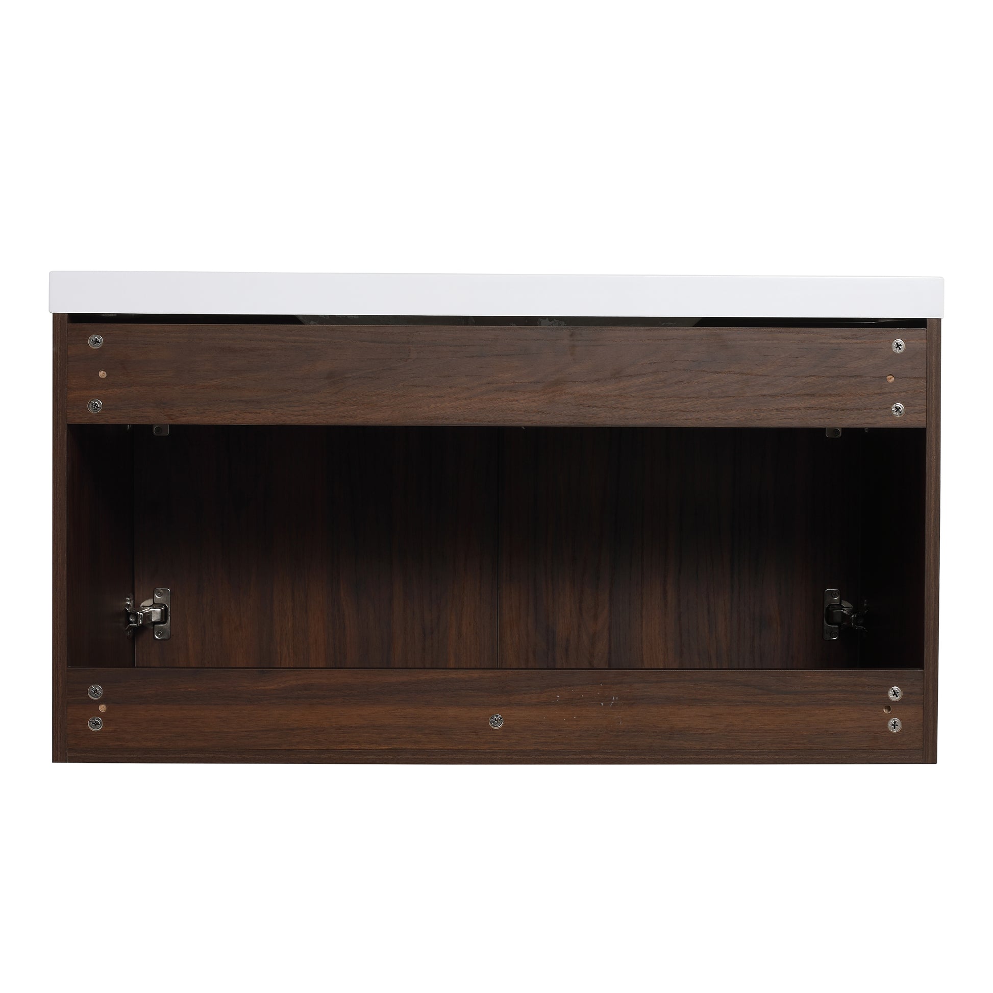 84 Inch Soft Close Doors Bathroom Vanity With Sink, A Small Storage Shelves, 36" And 12" Combination Cabinet, Kd Packing California Walnut 4 1 Bathroom Wall Mounted Modern Plywood