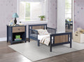 Connelly Reversible Panel Toddler Bed Midnight Blue Vintage Walnut Blue Solid Wood