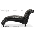 Tufted Armless Chaise Lounge Black Pu Pu Pu