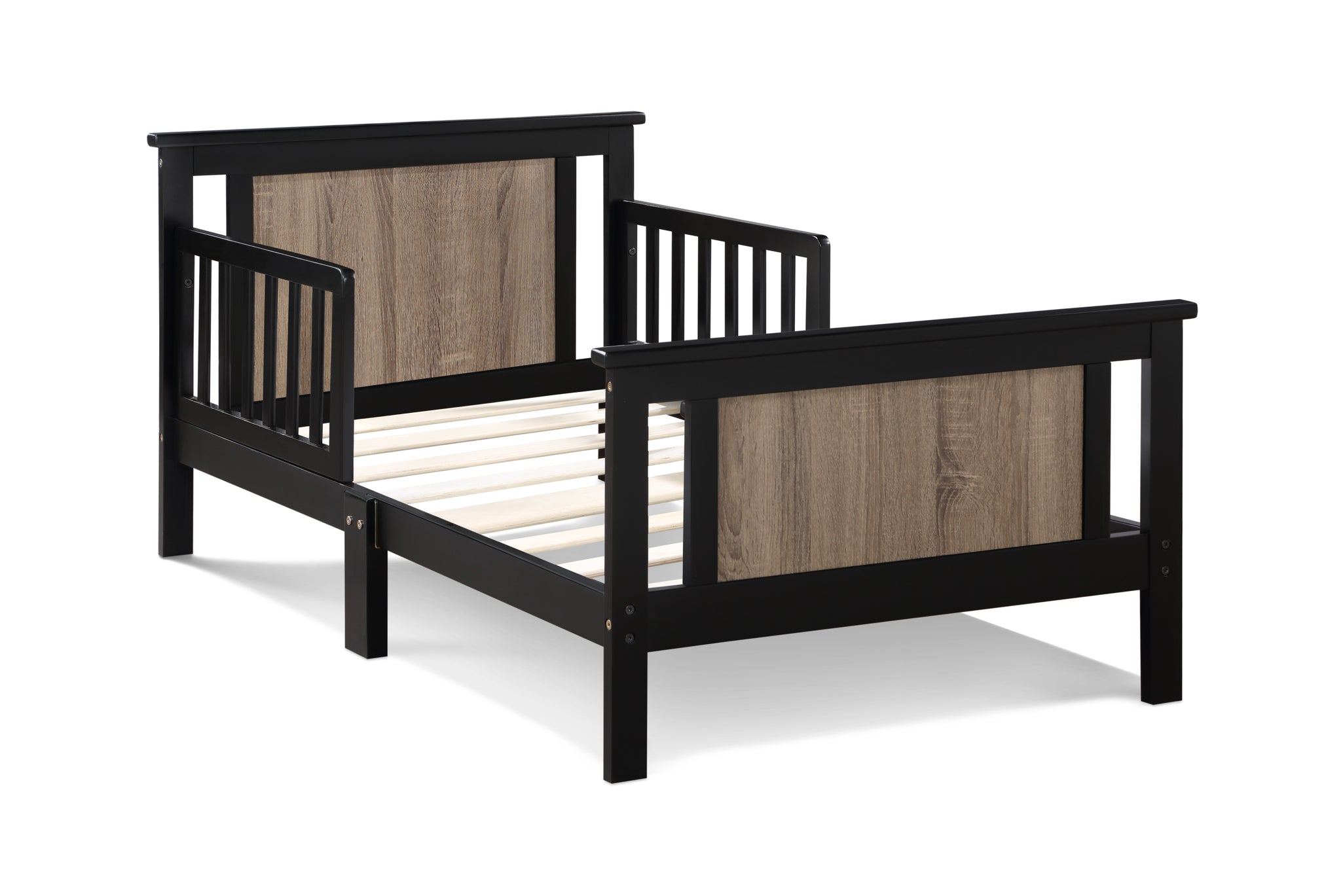 Connelly Reversible Panel Toddler Bed Black Vintage black-solid wood